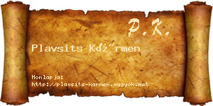 Plavsits Kármen névjegykártya